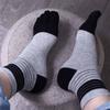 Casual Middle Tube Cotton Breathable Socks With Toes Stripe Hosiery Man Socks Five Finger Socks