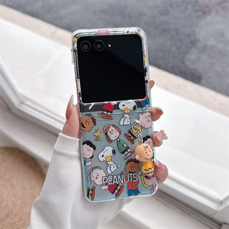 Cute Snoopy Charlie Phone Case For Motorola Moto Razr 40 50 Ultra 50ultra Folding Flip Fold Funny Snoopy Pendant Protect Cover