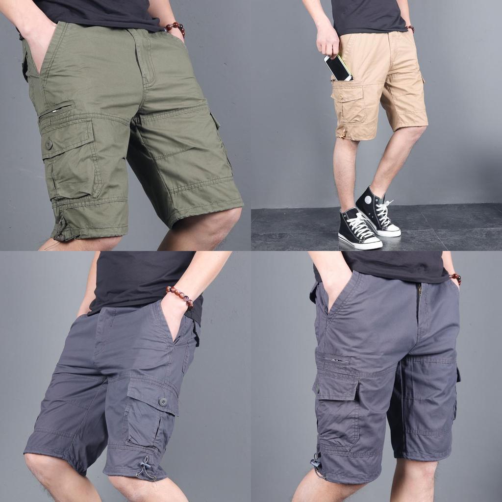 Men Summer Cargo Shorts With Multiple Pockets And Zipper For Casual Urban Style