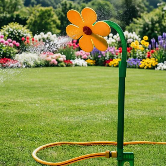 Dancing Flower Lawn Sprinkler Ground Insert Crazy Daisy Sprinkler Funny 360-Degree Rotating Sun Flower Garden Sprinkler for Yard Watering Dogs