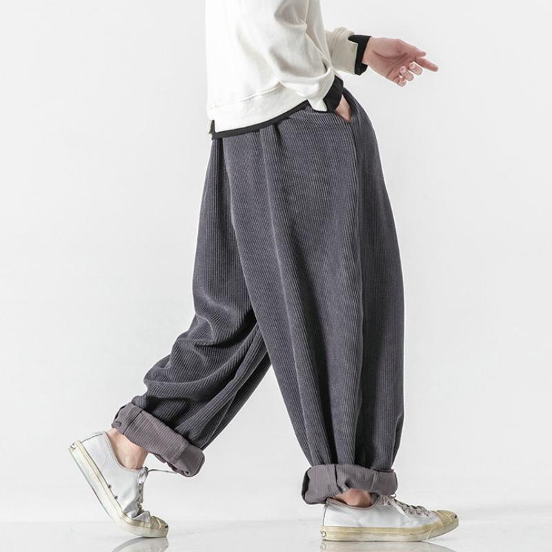 Frühling Herbst und Winter Übergröße Herren Vier Jahreszeiten Flachbein Hose Sportlich, Lässig Bequem Kord Samt Uni Locker Hose