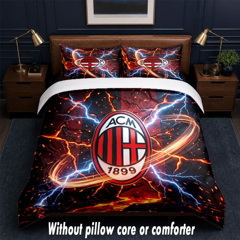 AC Milan Design Bed Bedding Set 1 Duvet Cover + 2 Pillowcases Soft Breathable Household Bed Linens