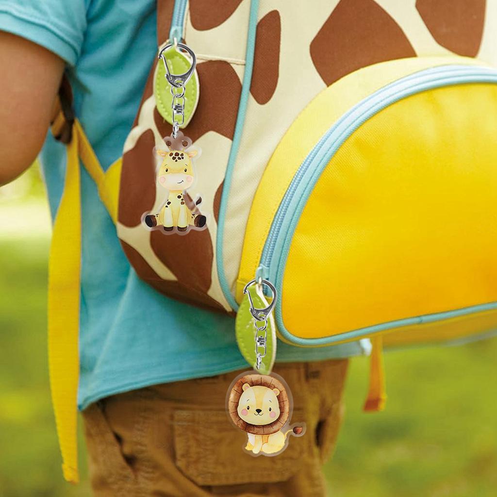 Jungle Animal Keychains Safari Animal Keychains Lion Giraffe Elephant Key Chains Animal Birthday Theme Decor Baby Shower Party