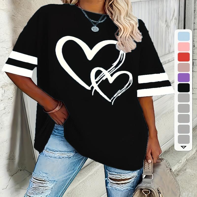 Women's casual short-sleeved love elegant and comfortable pullover T-shirt