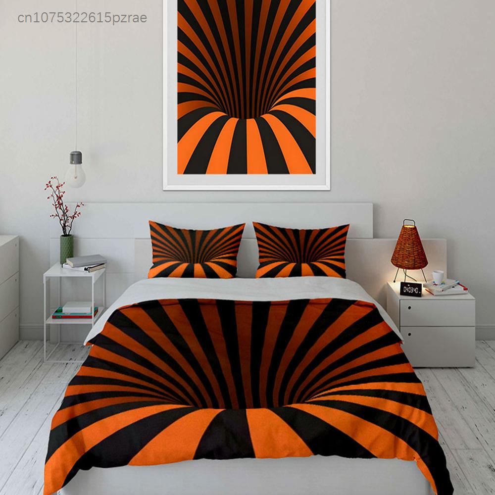 "Striped Decorative Set Halloween Theme" Multiple Sizes kid's And adults' Bedroom Exquisite 3PC Bedding set, Gift