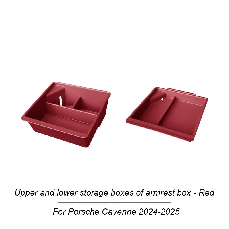 For Porsche Cayenne 2024-2025 Car Center Console Upper Lower Storage Box Tray Central Armrest Organizer Case Interior Accessory