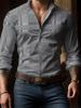 Men's plaid long-sleeved shirt, stylish and casual collared shirt, breathable and versatile top for everyday wear and commuting.