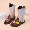 Girls Princess Riding Boots Bohemian Style Kids High Boots Side Zipper Autumn Winter Children Mid-calf Boots Versatile