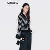 MO&Co. Women's Short Lapel Striped Knit Cardigan