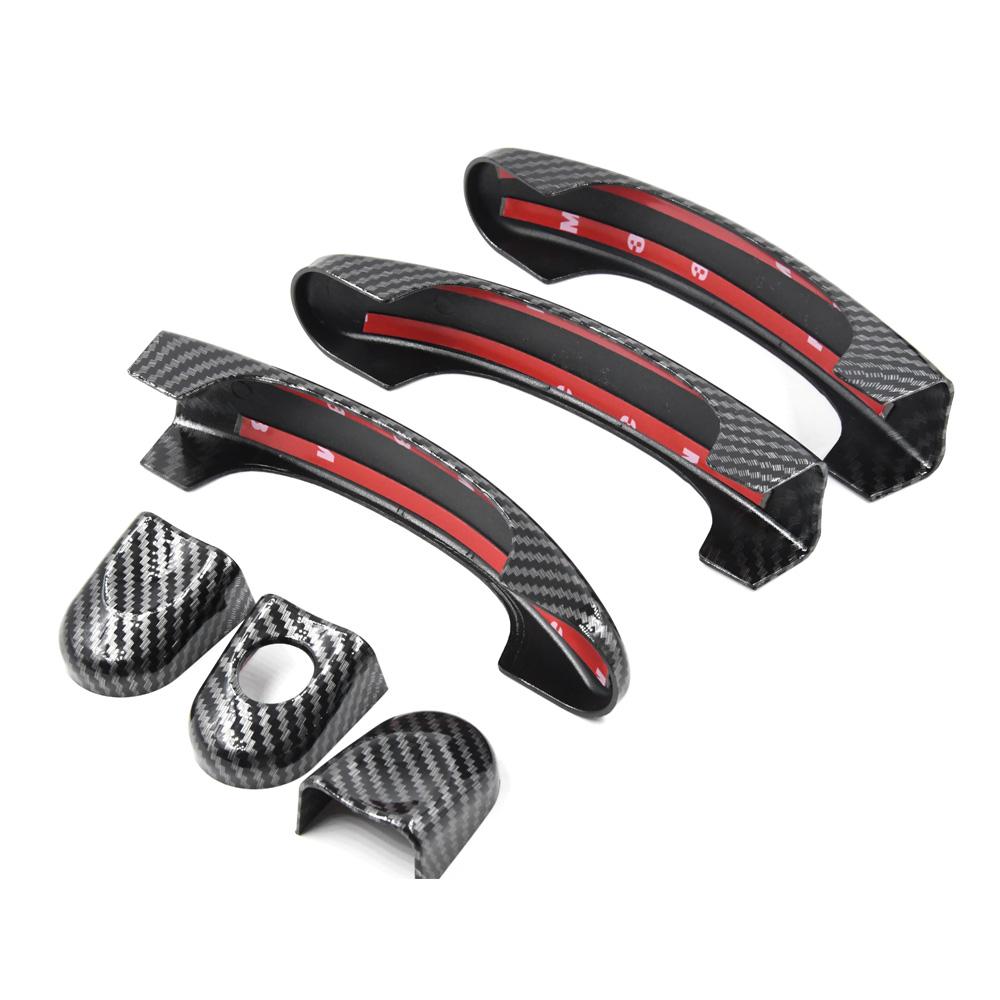 Carbon Fiber Or Gloss Black Outside Exterior Door Handle Cover Set For VW Transporter T5 T6 Caddy 2003 - 2009