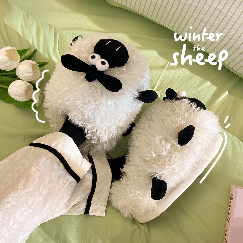 Modne Puszyste Białe Klapki z Futra Owczego Damskie Klapki Fuzzy z Pianki Memory z Zakrytymi Palcami Domowe Kapcie Damskie Zabawne Zwierzę Domowe Kapcie na Podłogę