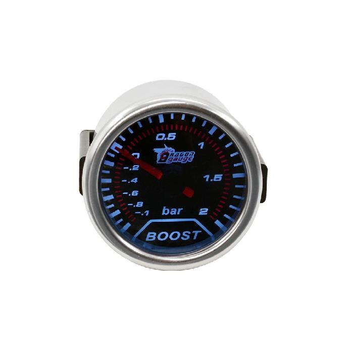 Dragon  2 Inch(52MM) White Backlight Sunglasses Auto Car Turbo Boost Gauge -1~2 Bar Turbine Press Instrument Meter