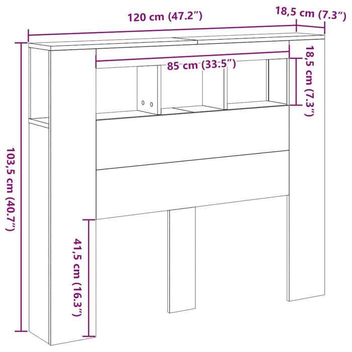 VidaXL LED Headboard Old Wood 120x18.5x103.5cm Engineered Wood, Headboard, Headboard with Shelves, Headboard 857684