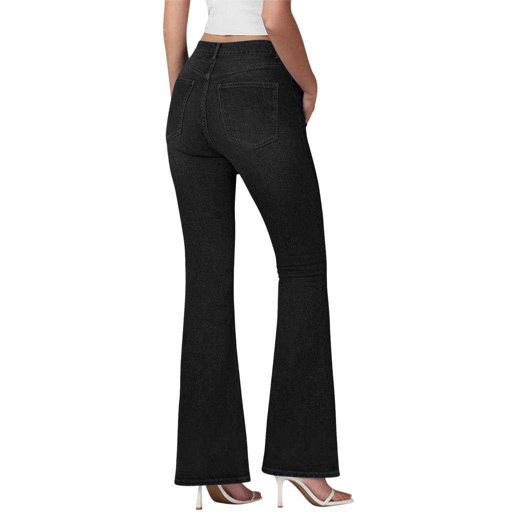 Women's High Waist Denim Jeans Flared Leg Stretchy Casual Pants with Classic Five Pocket Design Suitable for Everyday Wear
