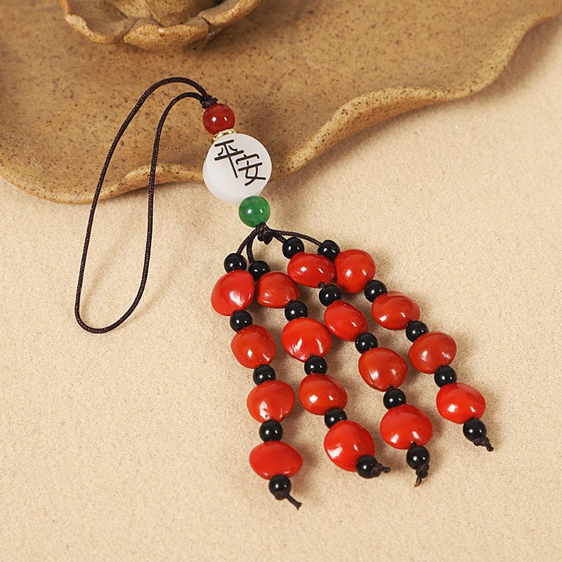 Red Beans & Acacia Bean Bodhi Phone and USB Drive Pendants, Zodiac-Themed Gifts