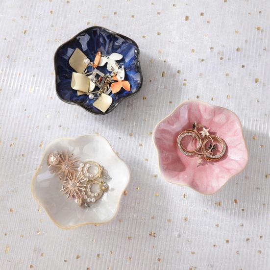 Yousheng Soy Sauce Dish Plate, Ceramic Lotus Leaf Design, High-Temperature Fired Unique Texture Jewelry Holder, for Soy Sauce Dipping Vinegar