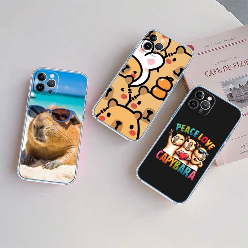 NH13 Cartoon Capybara Transparent Phone Case for Samsung Galaxy A04 A04S A14 A23 A34 A54 M23 M33 M52 M53