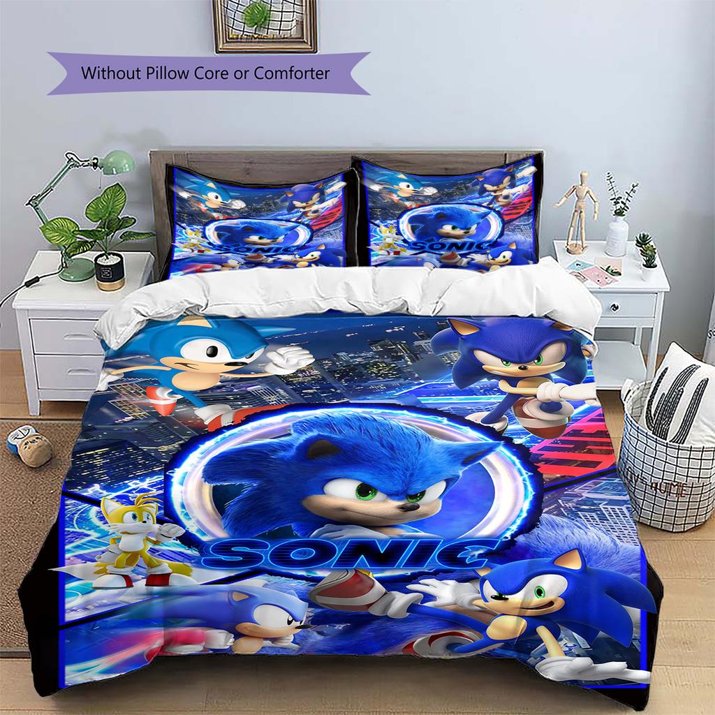 Flashy Hedgehog Pattern Bedding Quilt Set Quilt Cover Pillowcase Home Decoration Gift (1 * duvet cover + 2 * pillowcase, without core)