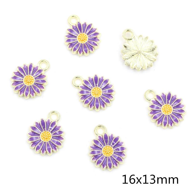 20pcs Enamel Flower Charms Pendant Alloy Metal DIY Jewelry Making Accessories Findings for Earrings Necklace Bracelet