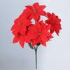 Faux Poinsettia Stems Flowers 13 Inch Artificial Poinsettia Flower Bouquet With 5/7 Heads Faux Silk Christmas Floral Arrangement