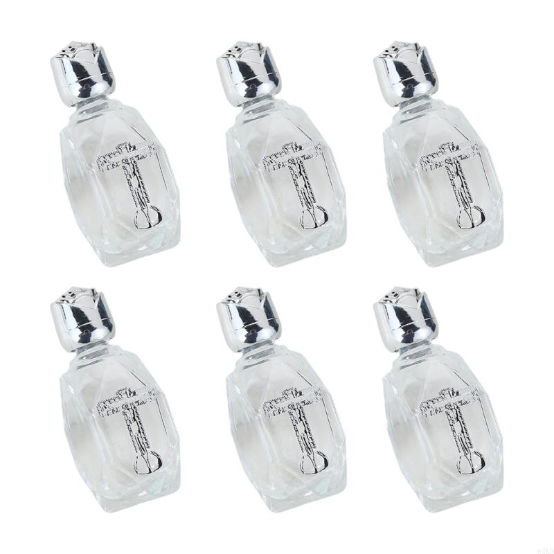 62KD Pack of 6 Embossed Glass Holy Water Container Bottles Baptisms Gift Church Use