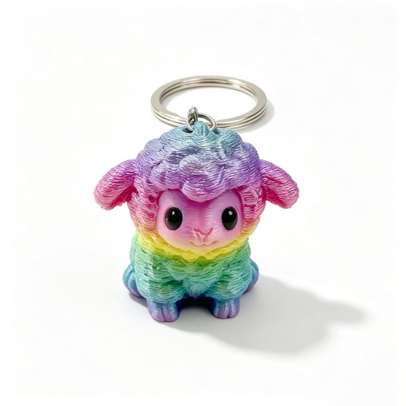 3D Printed Cute Sheep Keychain For Women Bag Decor Lovely Lamb Keyring Backpack Pendant Kawaii New Year Gifts Keychain Accessory