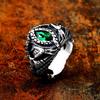 Vintage 316L Stainless Steel Aragorn II Barahir Snake Rings with Green Stone Eye for Men Women Fashion Punk Jewelry Dropshipping