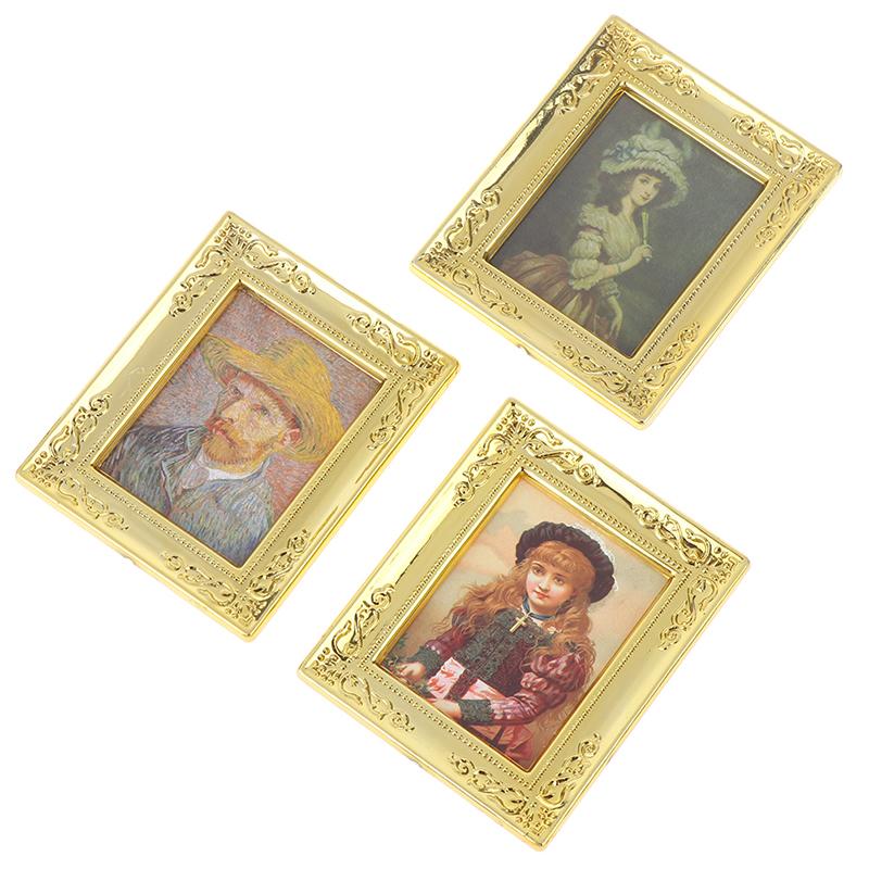 Dollhouse Miniature 1:12 Mini Decorative Accessories Antique Frame Oil Painting