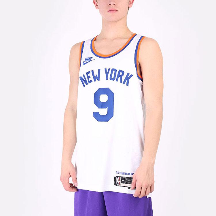 Nike NBA New York Knicks RJ Barrett Classic Edition Jersey White/Blue Men Streetwear DB4121-100