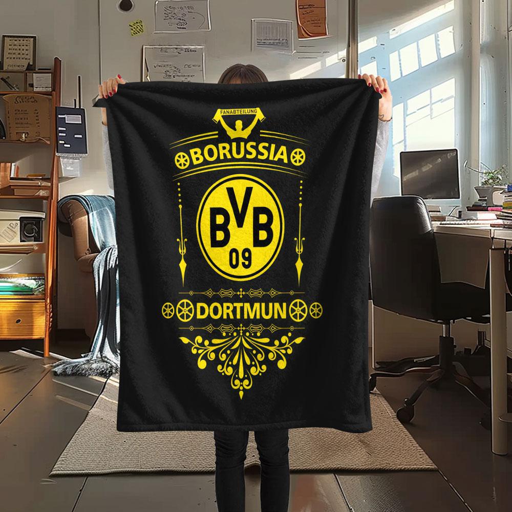 1PC Borussia Patterned Flannel Blanket Suitable For All Seasons for Home Decor Warmth and Comfort Gifts Holiday Present
