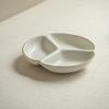 Simple Style Ceramic Three-Grid Plate, Fat Reduction Quantitative Plate, Household Breakfast Plate, Fruit Plate, Side Dish Plate, Dumpling Plate