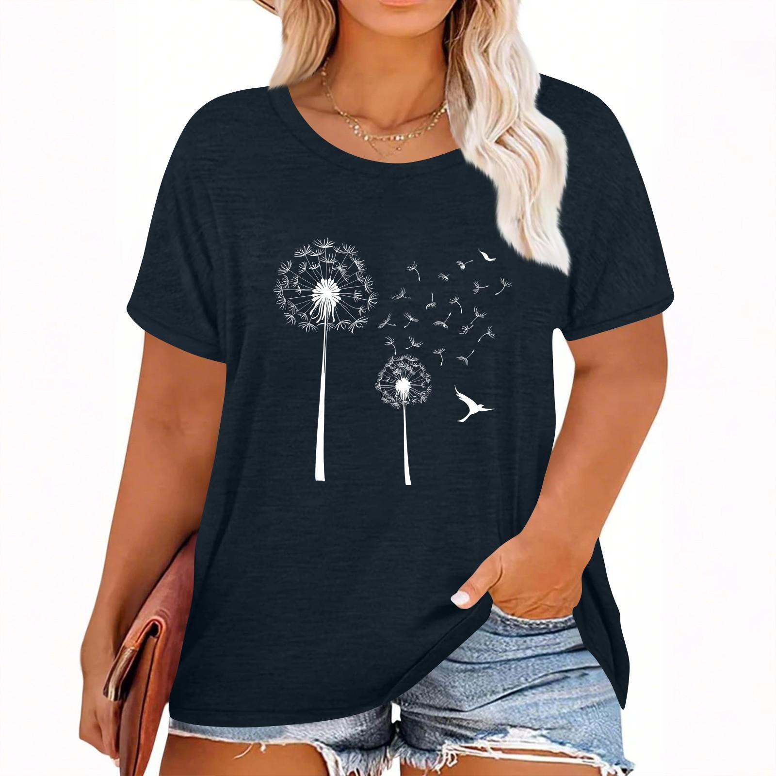 

Women s Hawaiian Floral Print Short Sleeve T-Shirt Top XL Темно-синій