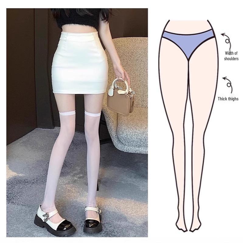 2025 New Women's Bodycon Midi Skirt: Pure Desire In Gray & Black, Perfect for Spring & Summer