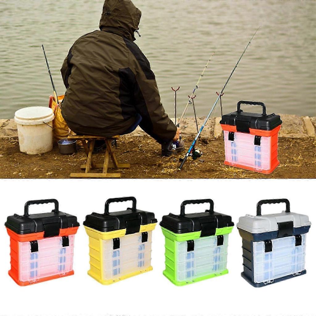 Wasserdichte Tackle-Werkzeugkiste, 4-lagige große Aufbewahrungsbox für Angelköder, Reisebehälter für Wildnis-Überleben Gelb