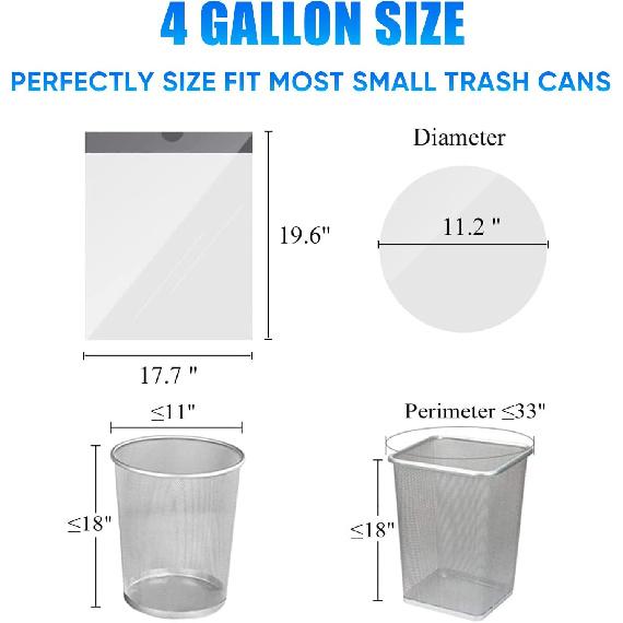 40 Counts 4 Gallon Small Drawstring Trash Bags, Small Garbage Bags Code a fit 10-15 Liter, 3.5-4 Gal Mini Trash Bag, White Trash Bin Liners for Home