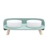 Raised Ceramic Cat Bowls with Stand Cervical Spine Protection Splash Proof Pet Food Water Bowl Set Elevated Cat Bowl Set