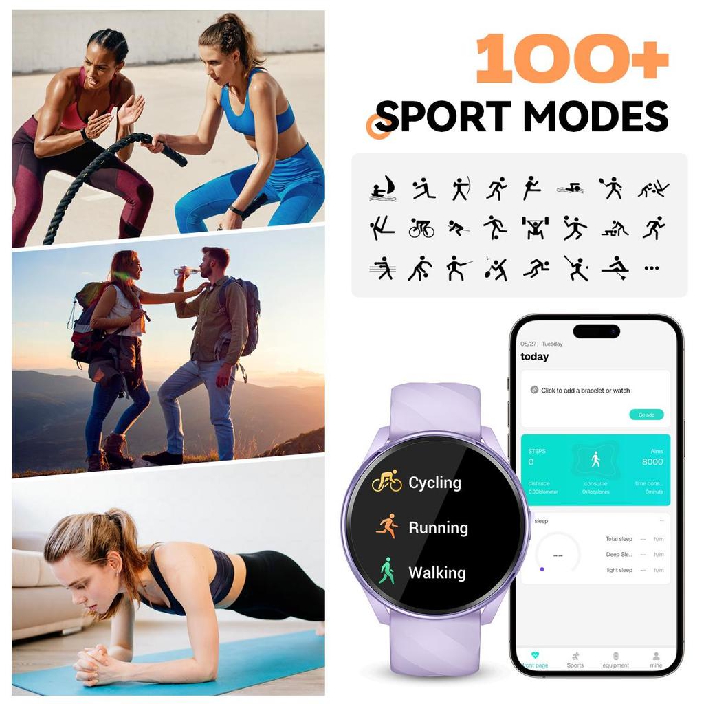 Waterproof Rugged Outdoor Smart Watch Flashlight Watch Unisex Fitness Tracker Touch Screen Heart Rate Monitor