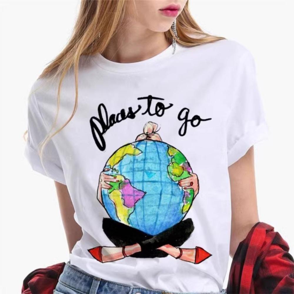 Paris Girl Europa und Amerika Mode Locker Ins Weißes Kurzarm-T-Shirt Damen Grafik-T-Shirts Harajuku Damenbekleidung