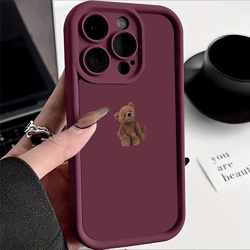 Brown plush teddy bear phone case suitable for iPhone 17 16 15 14 13 12 11 Pro/Max/Plus anti drop and shockproof back cover