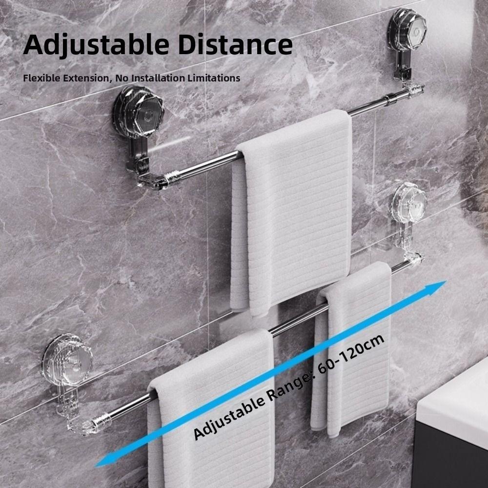 Wall Mounted Bathroom Towel Rack Detachable Adjustable Towel Hanger Strong Adhesion Folding Storage Telescopic Towel Bar Hook