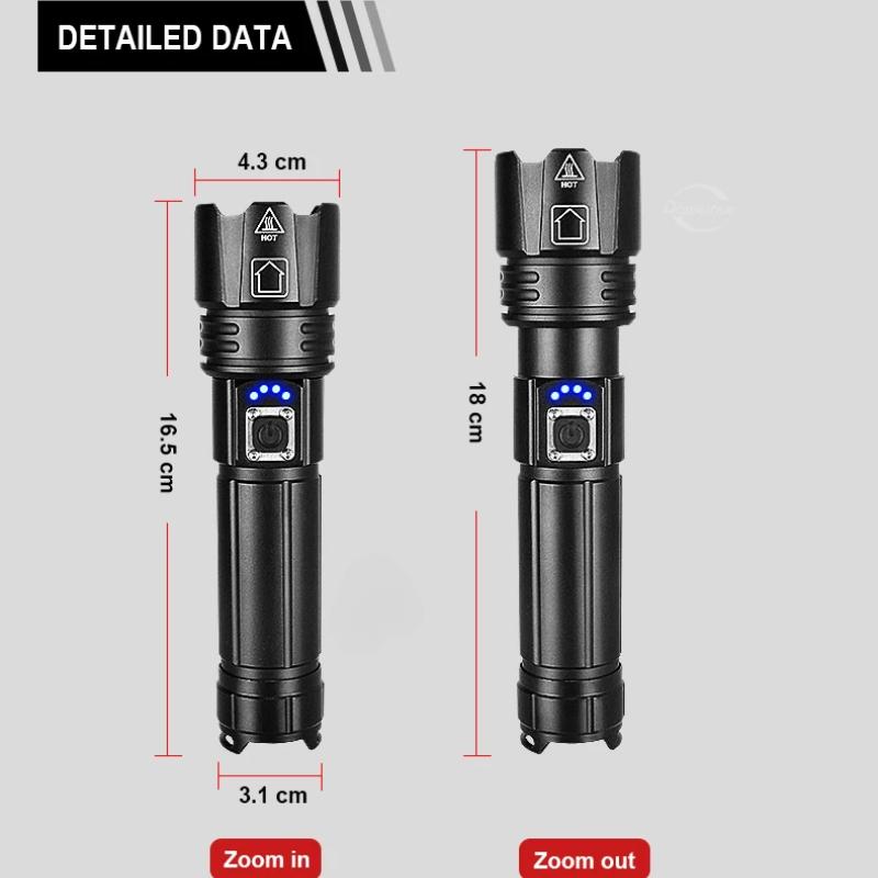 Ultra Powerful XHP360 LED Flashlight Rechargeable Torch Tactical Lantern Outdoor Waterproof Fishing Flashlight With Mobile Power