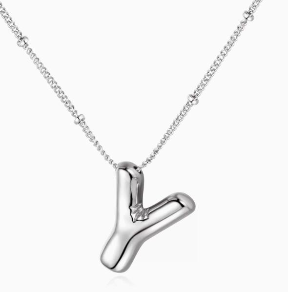 LT-12056 Stainless Steel 18K Gold Balloon Letter Necklace Silver Bubbles 26 English Alphabet Pendants Jewelry