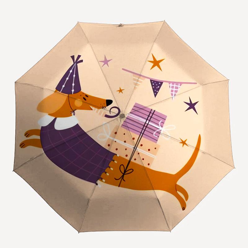 1pc Party Dog with Presents and Stars Umbrella with Plastic Handle,Suitable for All Seasons UmbrellaPT559