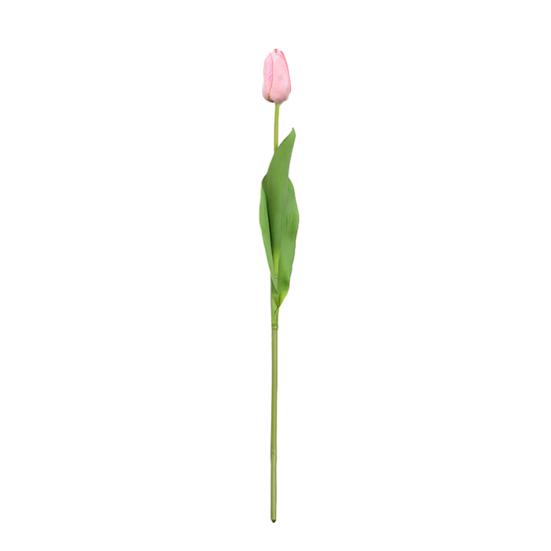 Artificial Tulip with Green Leaves Realistic Fake Flower Stem Wedding Party Table Centerpiece Indoor Outdoor Faux Bloom Decoration