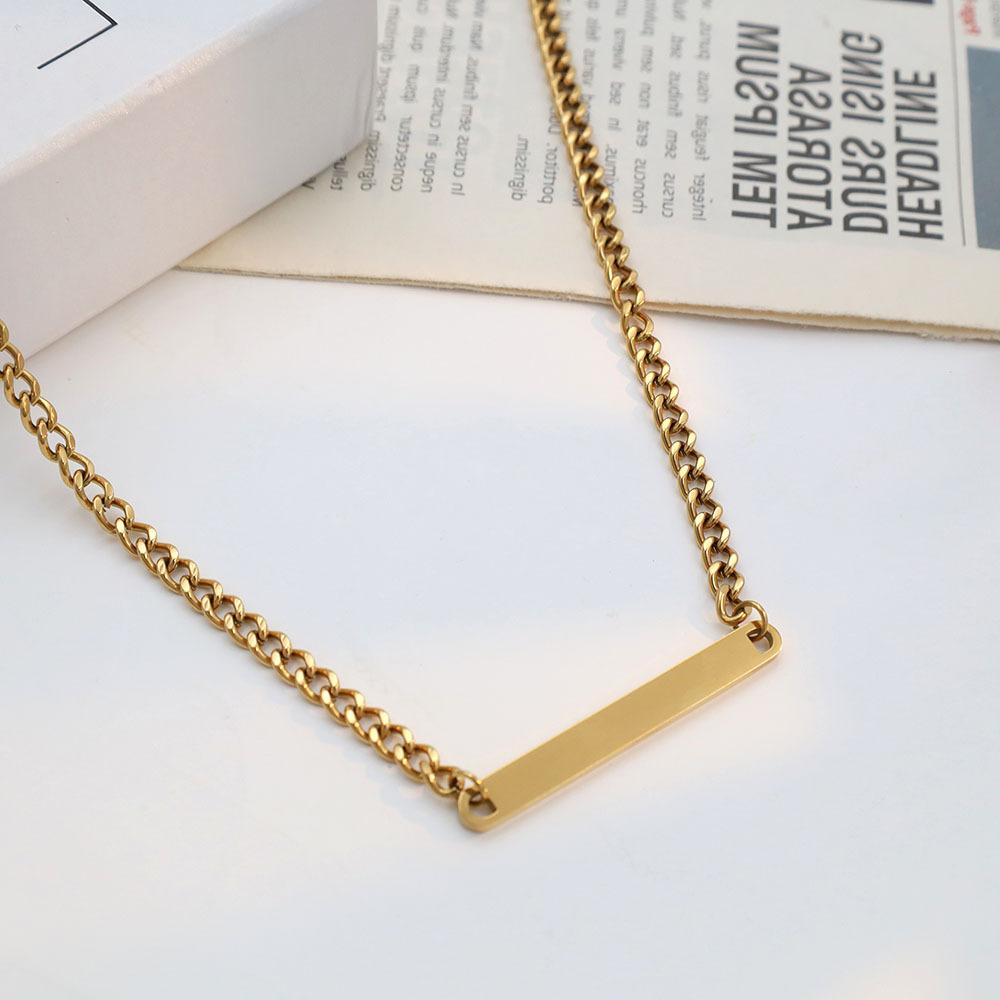 Simple And Non-Fading Collarbone Chain Female Niche Design One-Character Brand Smooth Titanium Steel Necklace Jewelry