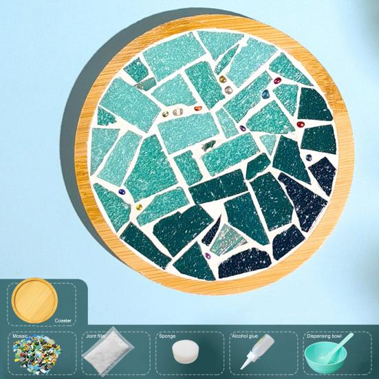 Mosaic Craft Coaster Making Kit for Adults DIY Glass Mosaic Tiles Kits Ceramic Art Bulk Materials Package for Women Kid Seniors Handmade Gifts