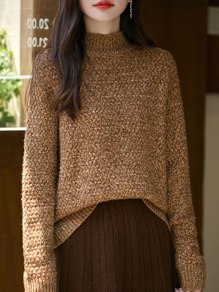 Pulover de damă din cașmir Qinghe cașmir 50% mătase 50% lână pulover din cașmir de toamnă și iarnă moale și calduroasă