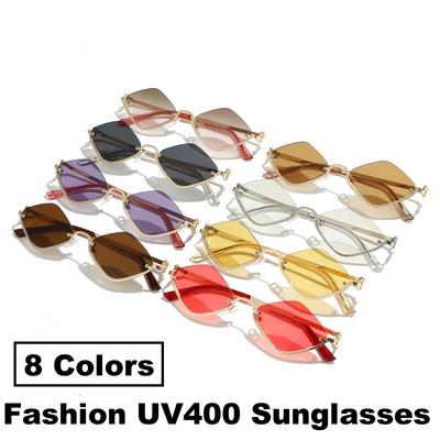 Occhiali da Sole UV400 da Uomo Donna Tendenza Dopamina Montatura Piccola Occhiali da Esterno Vintage Mezza Montatura Occhiali da Sole a Forma di Diamante