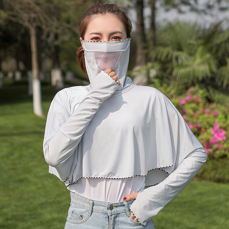 

Женская одежда короткой длины с защитой от УФ-лучей Лето 2025 Одежда для езды на велосипеде Солнцезащитная маска для лица Интегрированная шаль Защита от солнца... A2