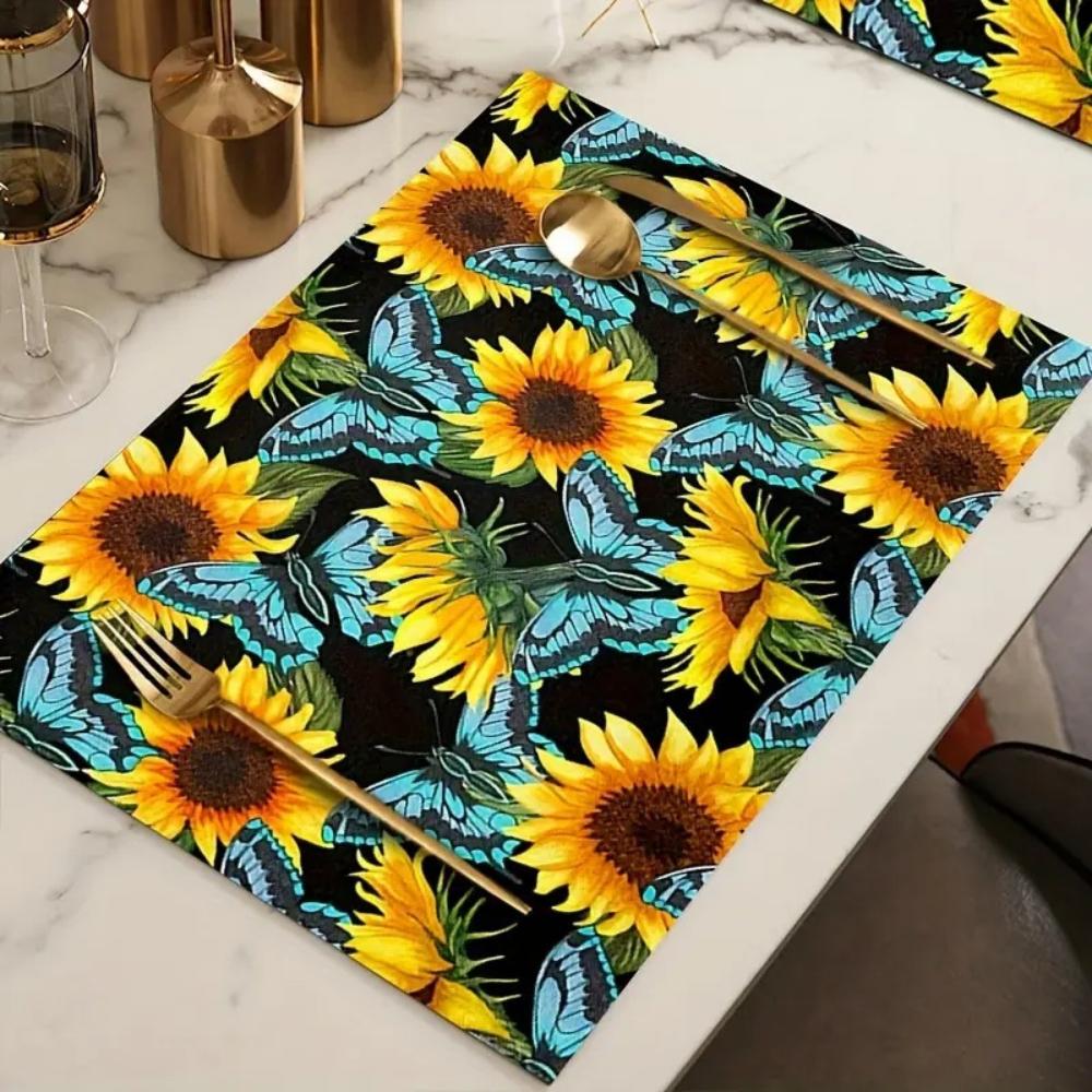 4/6/8 stuks Lente Bloemen Zonnebloem Placemat Activiteit Festival Tafelmatten Eettafel Servies Matten Huisdecoratie Koffiekop Onderzetter 4PC-32X42cm